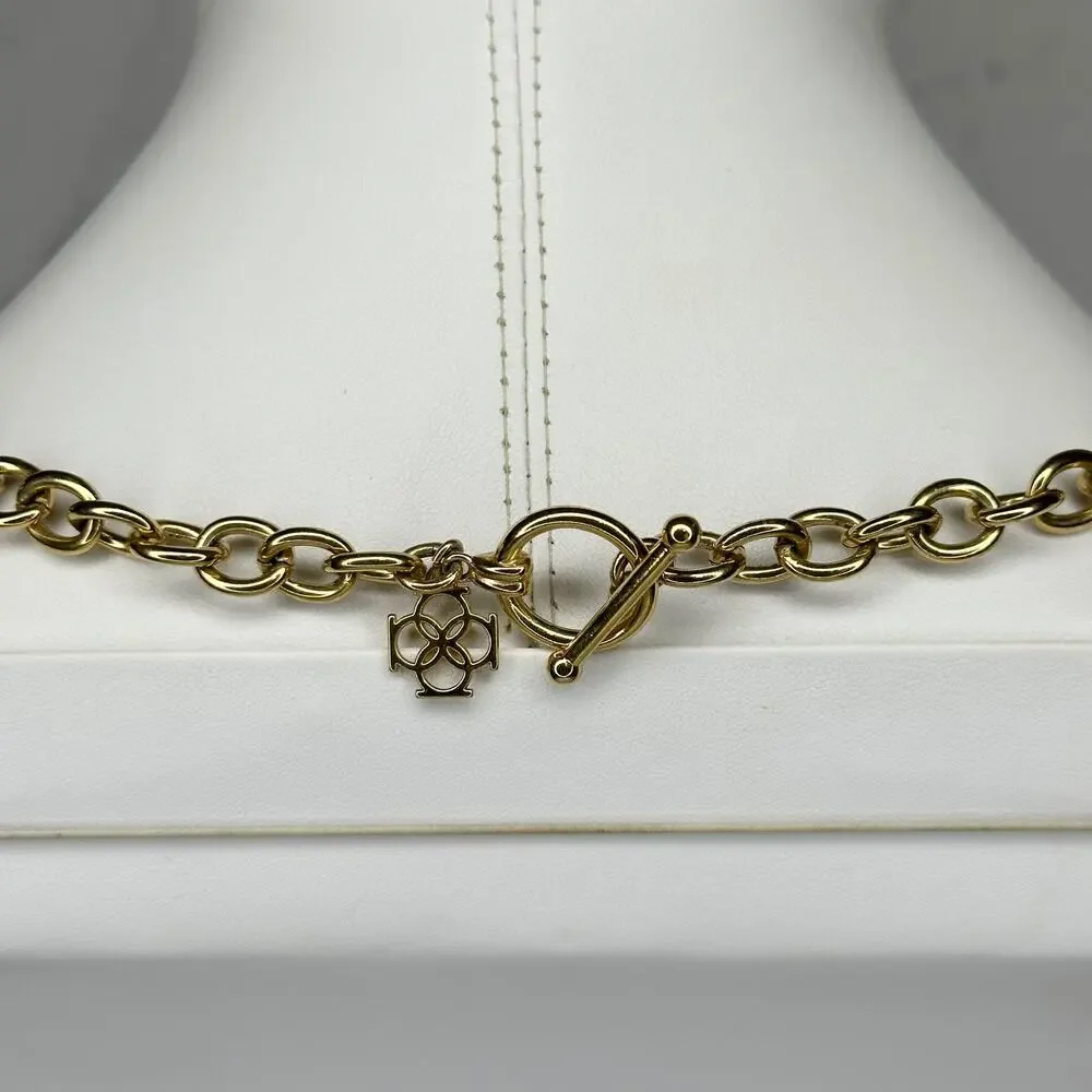 Ann Taylor Toggle Rhinestone Gold Chain Necklace ✨